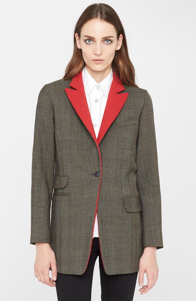 rag & bone 'Paloma' Oversize Glen Plaid Blazer, Alternate, color, Brown