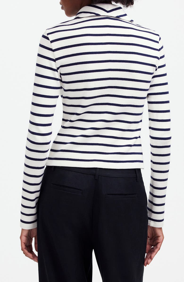 Madewell Stripe Rib Zip Front Top, Alternate, color,