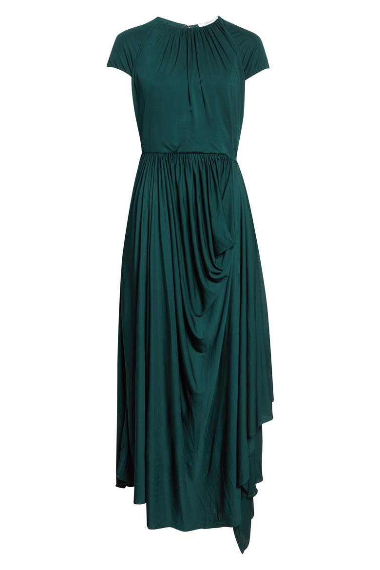 Draped Jersey Maxi Dress, Alternate, color, GREEN FOREST