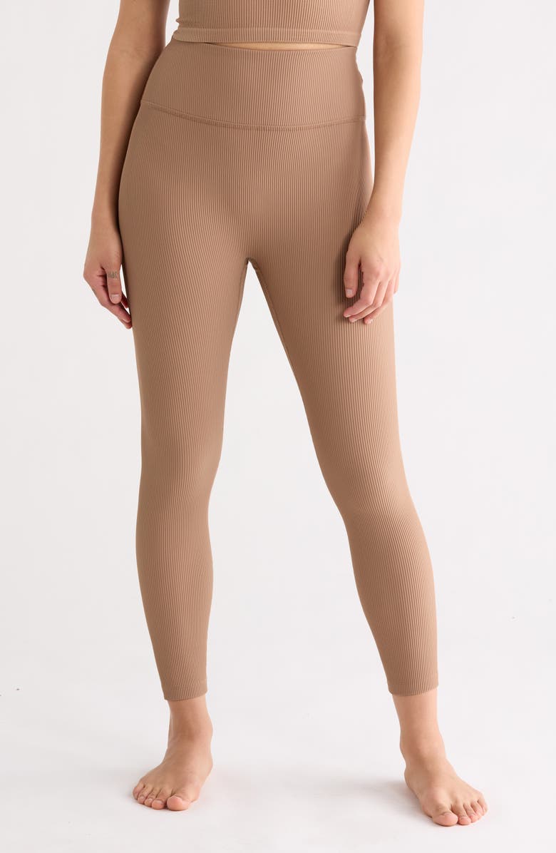 Beyond Yoga Impulse Ribbed Midi Leggings, Main, color, Desert Sand