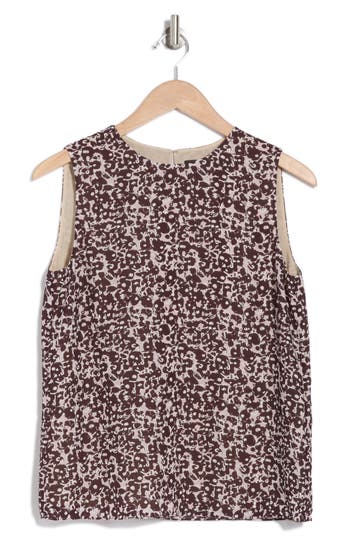 Theory Straight Shell Sleeveless Silk Top In Darkest Red Mulberry