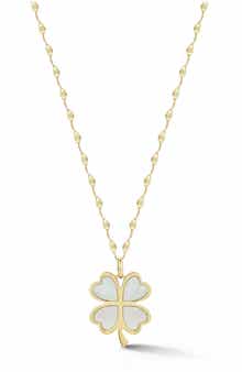 Ember Fine Jewelry 14K Gold Mother-of-Pearl Clover Necklace