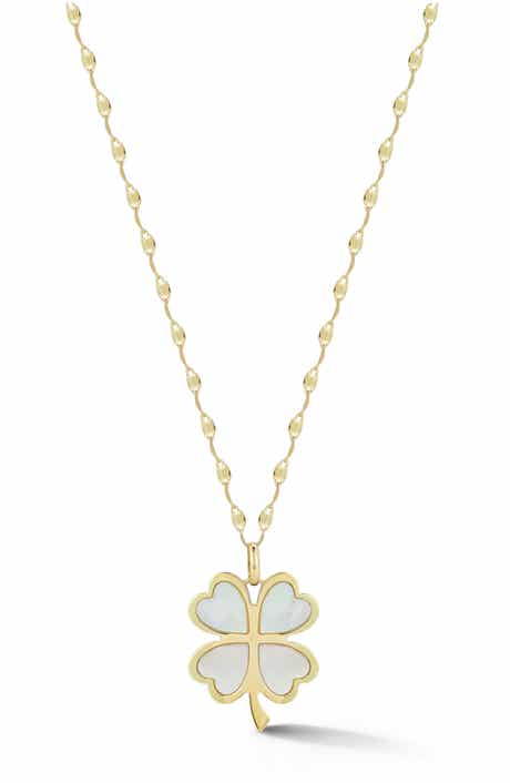 Ember Fine Jewelry 14K Gold Mother-of-Pearl Clover Necklace