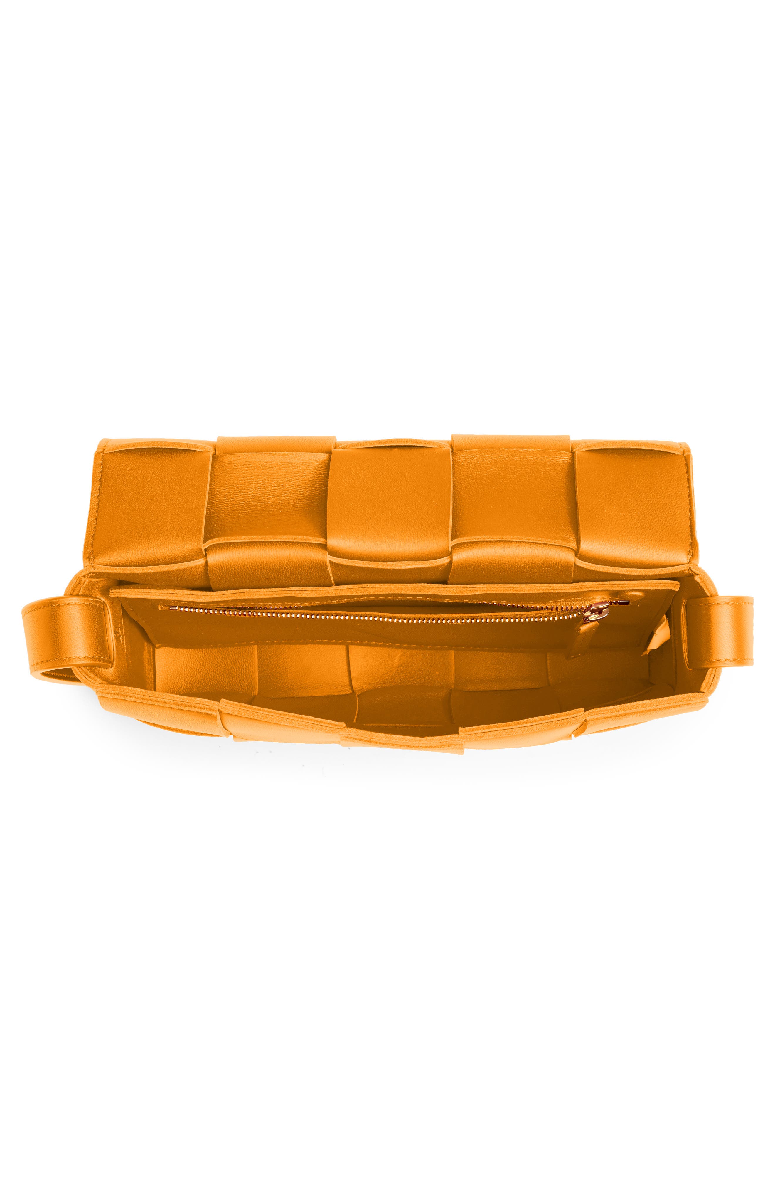 Intrecciato Leather Crossbody Bag, Alternate, color, TANGERINE-GOLD