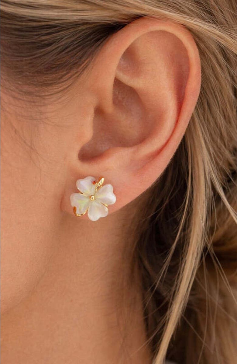 Erin McDermott Jewelry Mother of Pearl Heart Clover Earrings, Alternate, color,