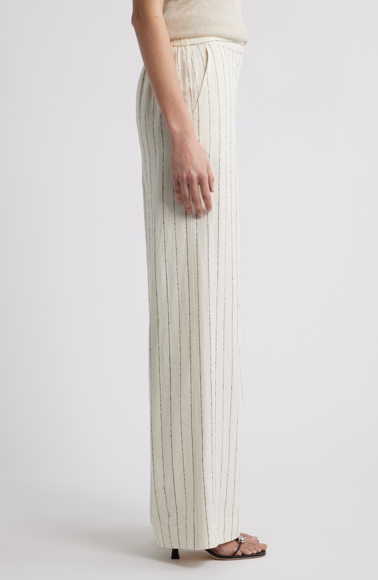 Nordstrom The Lennox Pinstripe Wide Leg Trousers, Alternate, color, Ivory- Black Pinstripe