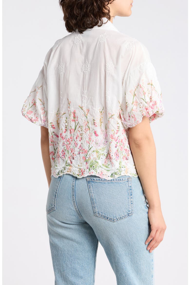 Puff Sleeve Print Top, Alternate, color, WHITE