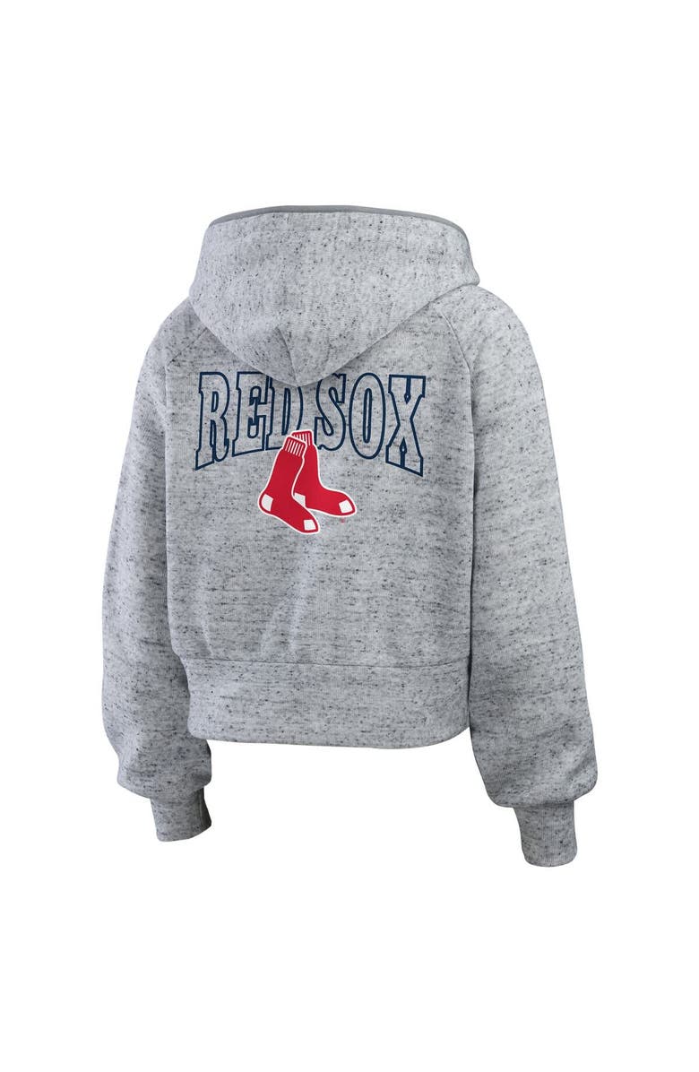 WEAR by Erin Andrews Women's WEAR by Erin Andrews  Heather Gray Boston Red Sox Speckled Fleece Cropped Full-Zip Hoodie, Alternate, color, 