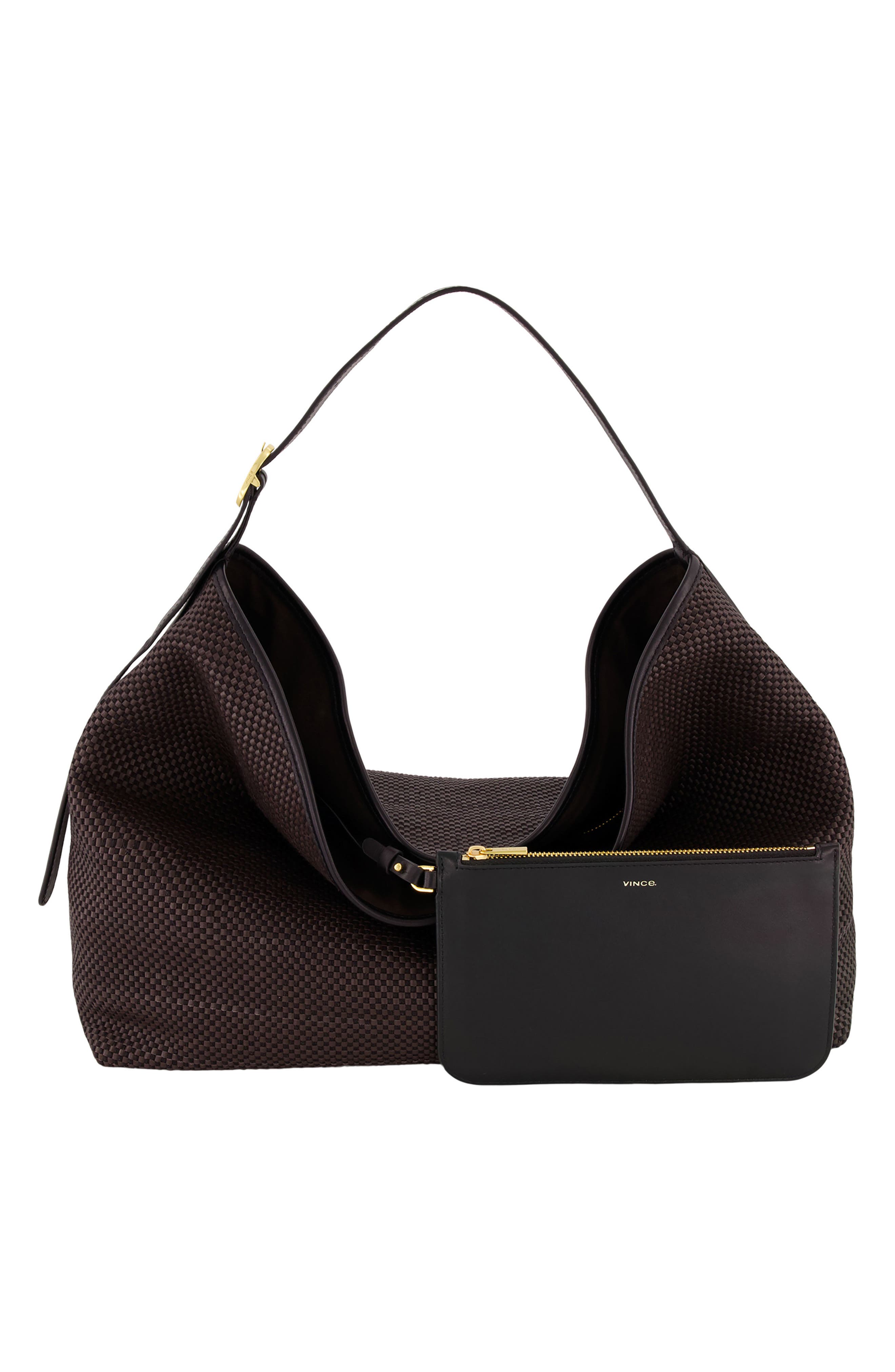 Vivian Small Woven Leather Hobo, Alternate, color, CACAO/ BLACK