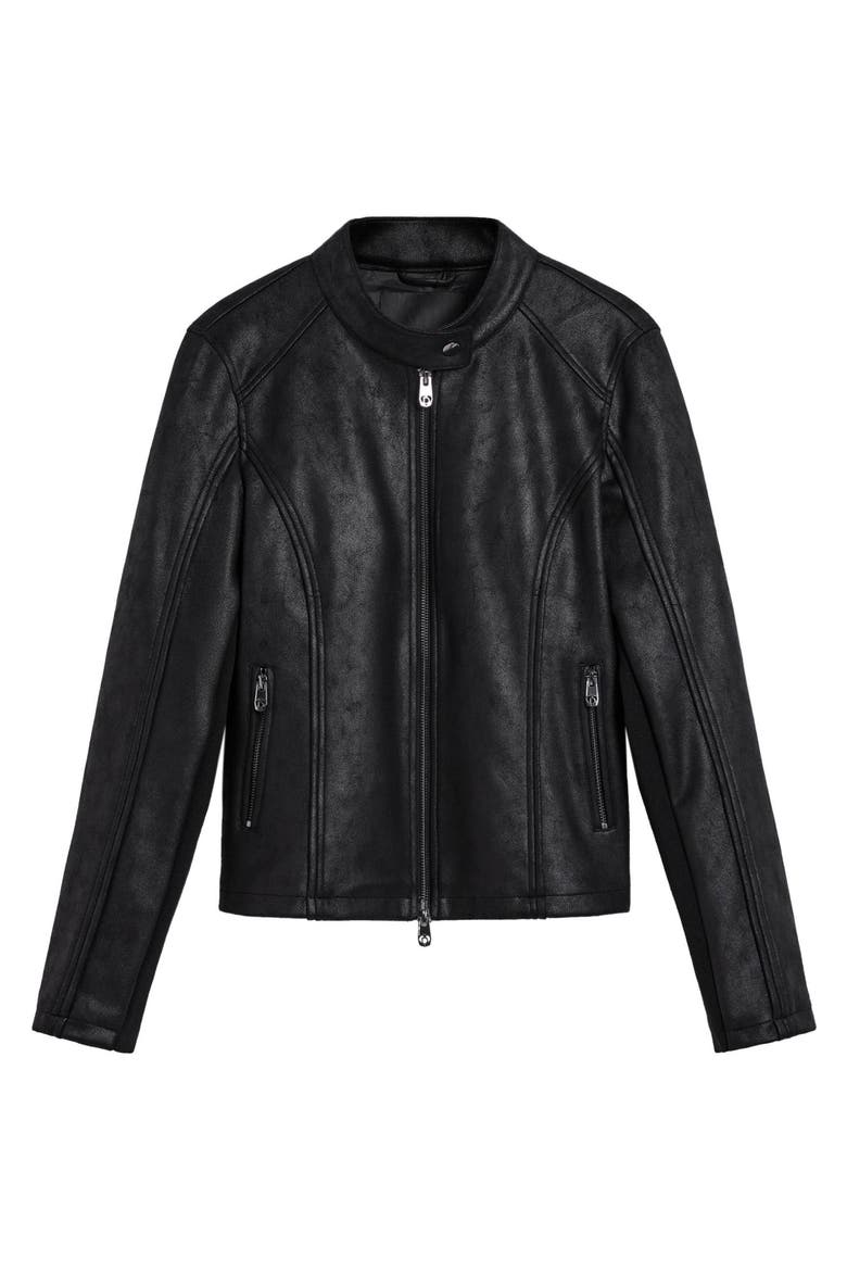 Faux Leather Jacket, Alternate, color, BLACK