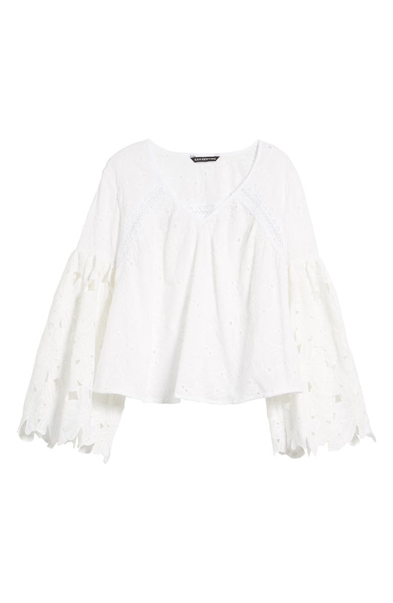 KAS New York Murielle Bell Sleeve Eyelet Blouse, Alternate, color, 