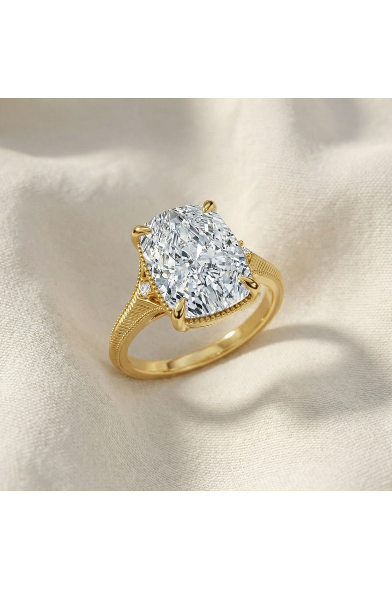 Certified 5Ct Taylor Elongated Cushion Engagement Ring 14k Gold Lab Grown, Alternate, color, 14k Yellow Gold