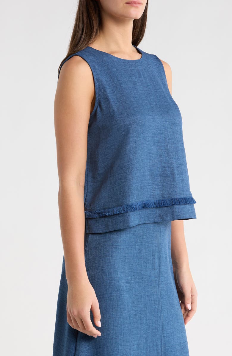 Vince Camuto Tiered Fringe Trim Top, Alternate, color, Deep Blue