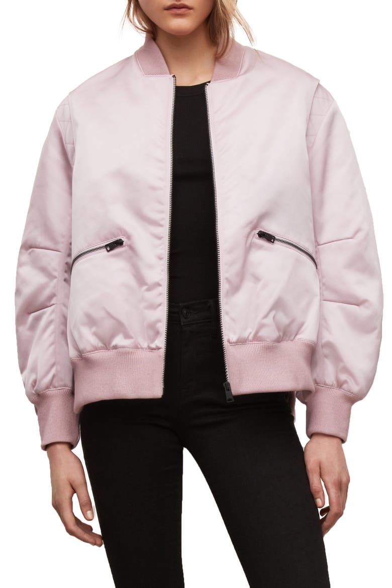 Brooke Puffer Bomber Jacket, Main, color, LILAC PINK