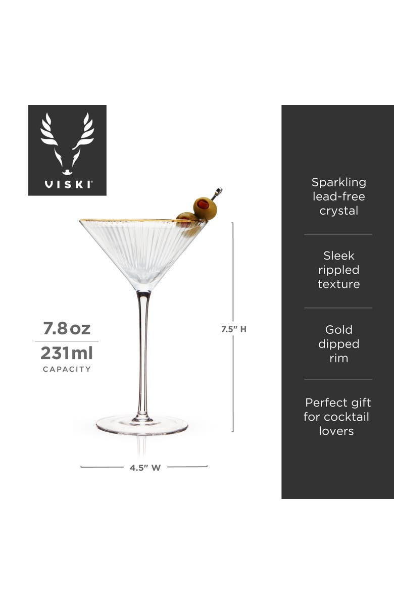 Viski Meridian Crystal Martini Glasses Set of 2, Alternate, color, Clear