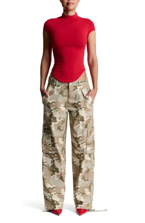 Naked Wardrobe Smooth Mock Neck Crop Top In Red