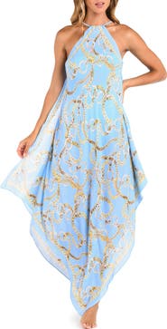 L'AGENCE Elise Chain Print Halter Cover-Up Dress