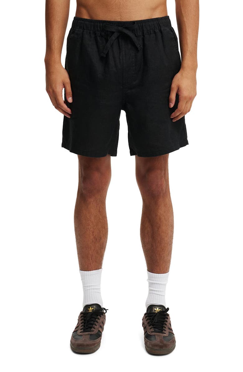 Cotton On Men's Linen Easy Short, Main, color, Black