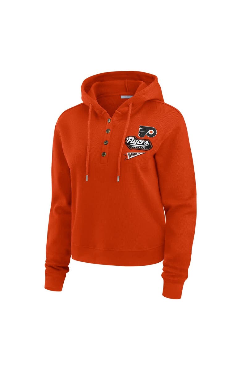 WEAR by Erin Andrews Women's WEAR by Erin Andrews  Orange Philadelphia Flyers Waffle-Knit Pullover Hoodie, Alternate, color, Orange