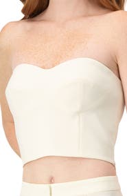 IVONNE Solid Natural Tube Crop Top
