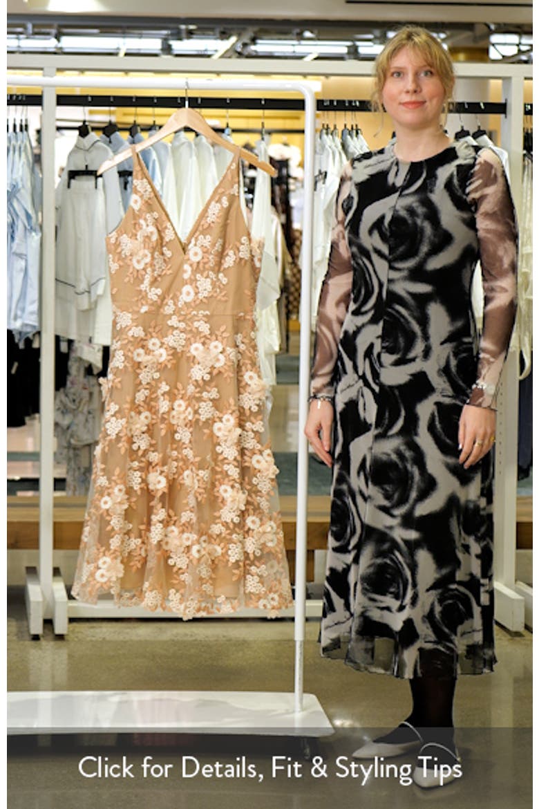 Elisa Floral Appliqué Embroidered Fit & Flare Dress video