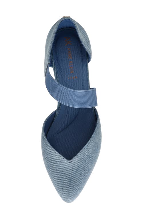 Shop Anne Klein Ostara Almond Toe Flat In Denim