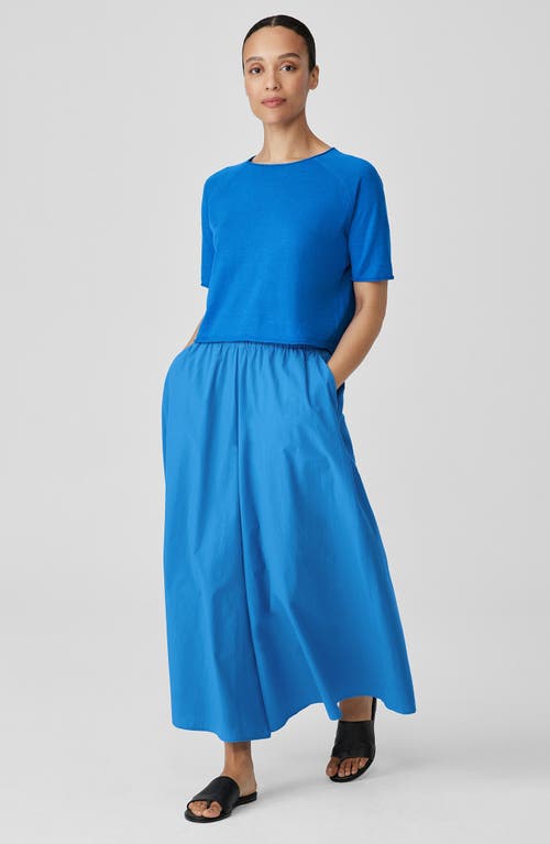 Eileen Fisher Short Sleeve Linen & Cotton Pullover Top In Calypso
