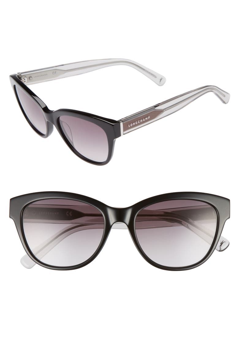 54mm Gradient Lens Sunglasses, Main, color, BLACK