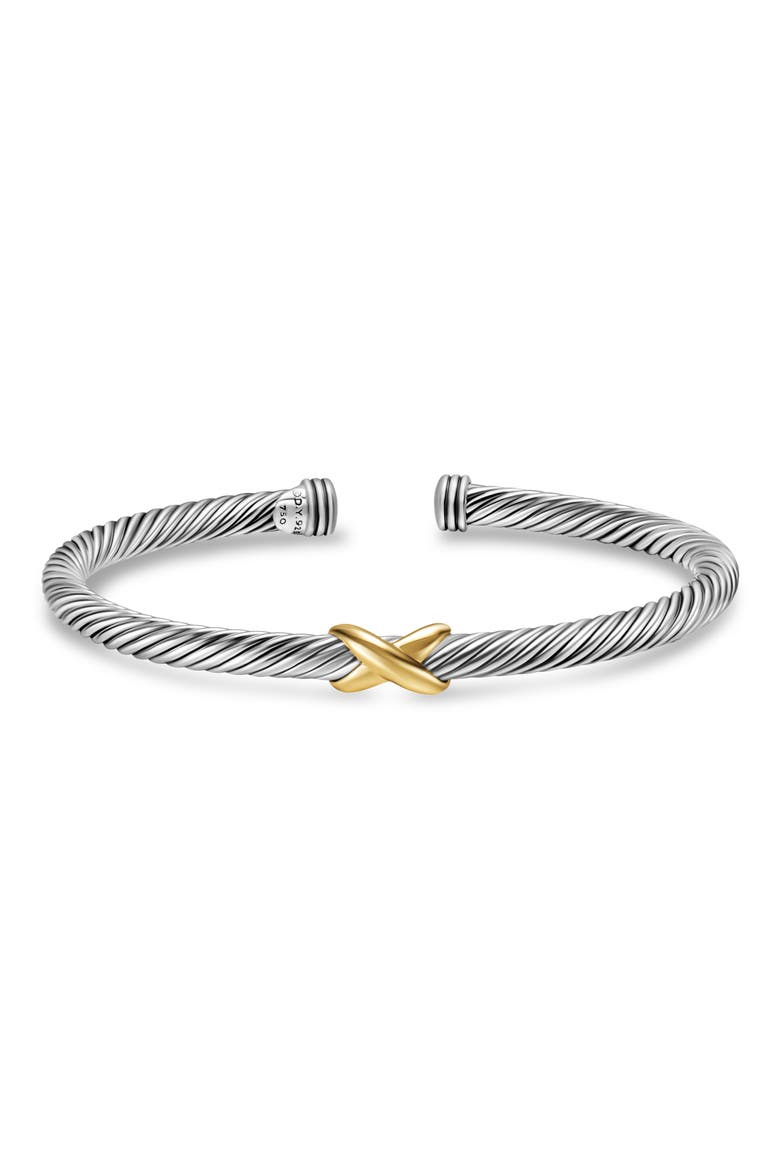 X Classic Cable Station Bracelet in Sterling Silver with 14K Gold, 4mm, Alternate, color, SILVER/ GOLD