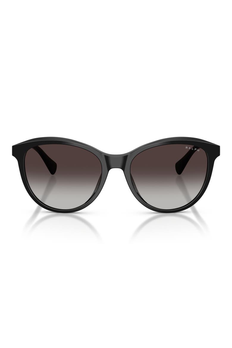 54mm Gradient Round Sunglasses, Main, color, SHINY BLACK / GRADIENT GREY
