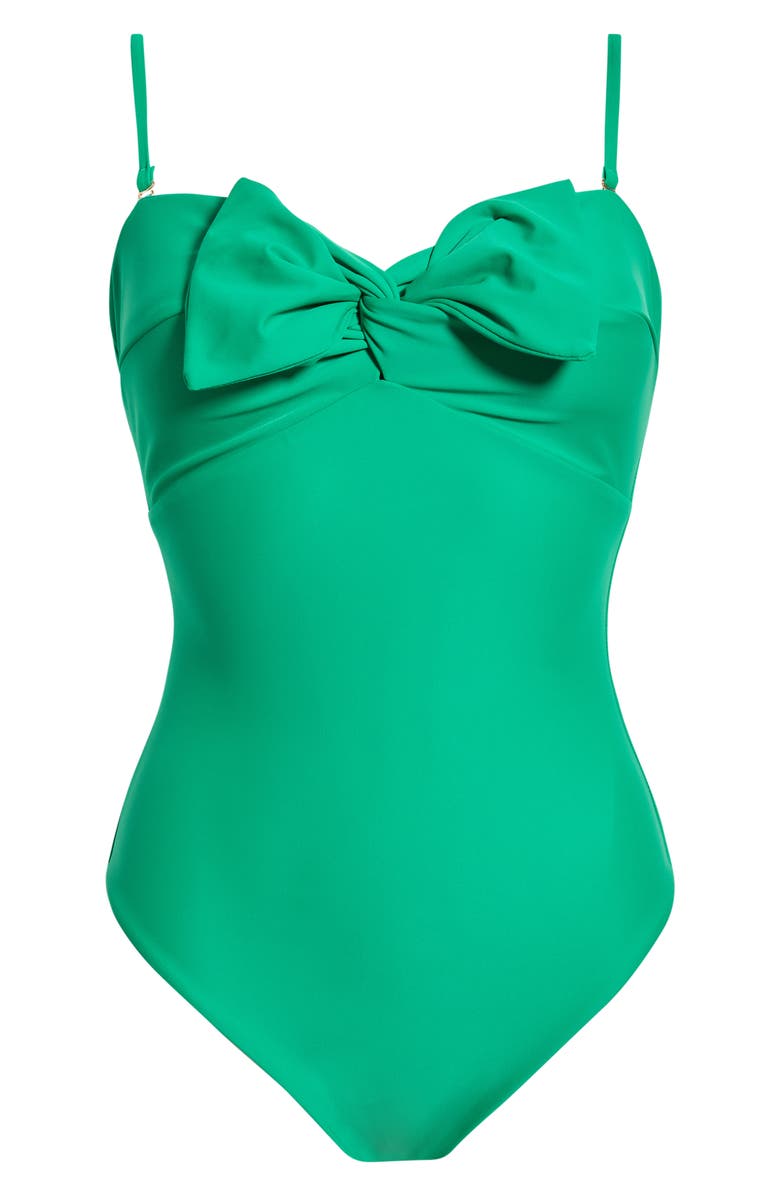 Milly Solid Bow One-Piece Swimsuit, Main, color, 