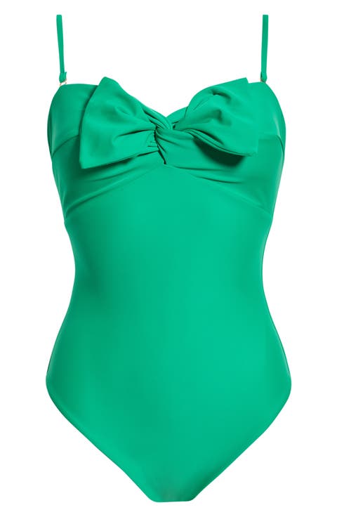 Solid Bow One-Piece Swimsuit