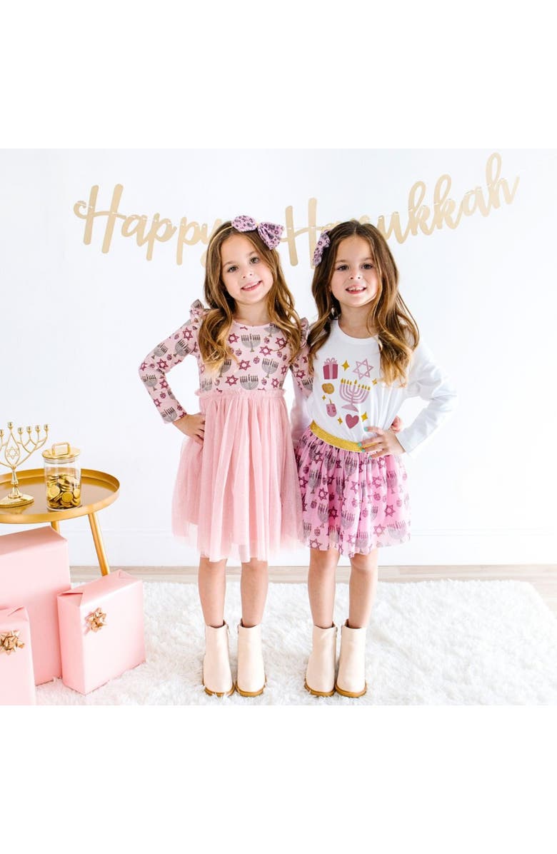 Sweet Wink Hanukkah Long Sleeve Tutu Dress, Alternate, color, Blush