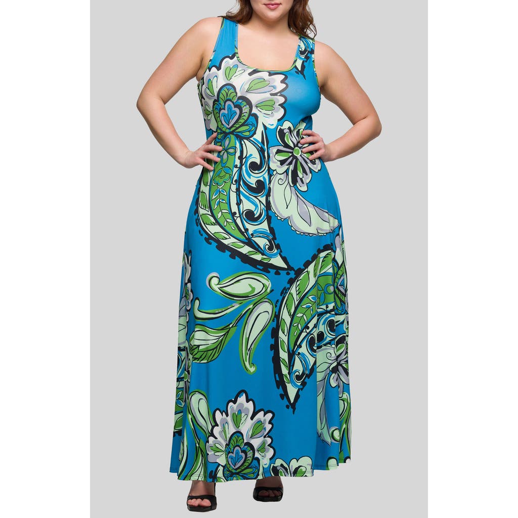 24SEVEN COMFORT APPAREL 24SEVEN COMFORT APPAREL FLORAL SLEEVELESS KNIT MAXI DRESS