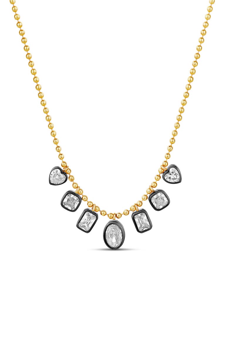 Mixed Shape Stone Dangle Ball Chain Necklace, Main, color, GOLD/ BLACK