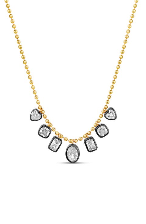 Mixed Shape Stone Dangle Ball Chain Necklace
