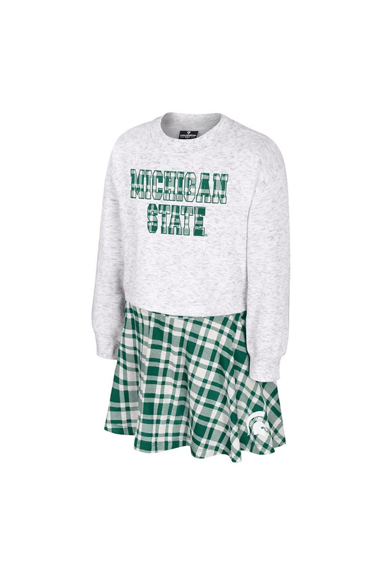 Girls Youth Colosseum White Michigan State Spartans Marceline Plaid Skirt and Top Set, Alternate, color, White