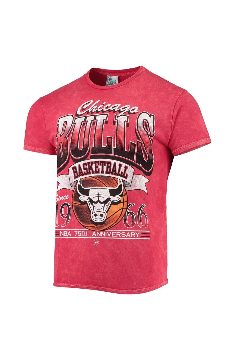 '47 Men's '47 Red Chicago Bulls 75th Anniversary City Edition Mineral Wash Vintage Tubular T-Shirt, Alternate, color, 