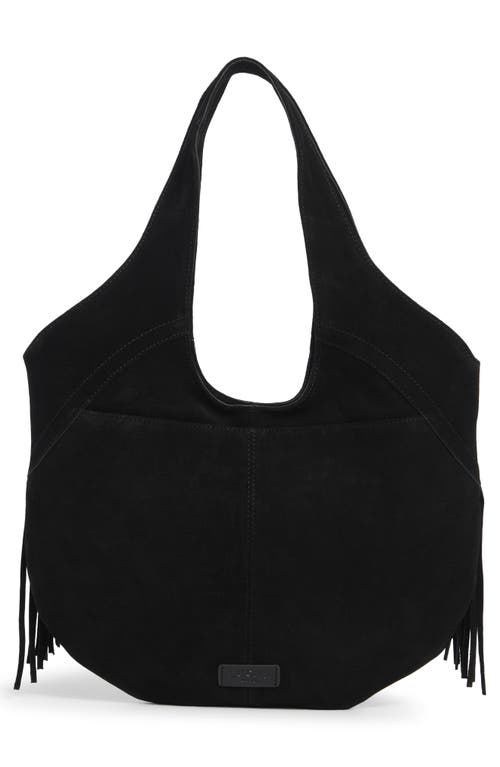 Lucky Brand Nyra Fringe Suede Tote Bag In Black