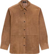 Theory Classic Boxy Fit Suede Shirt Jacket