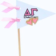 Color Shout Delta Gamma Heart Stud Enamel Earrings on Sorority Pennant Flag