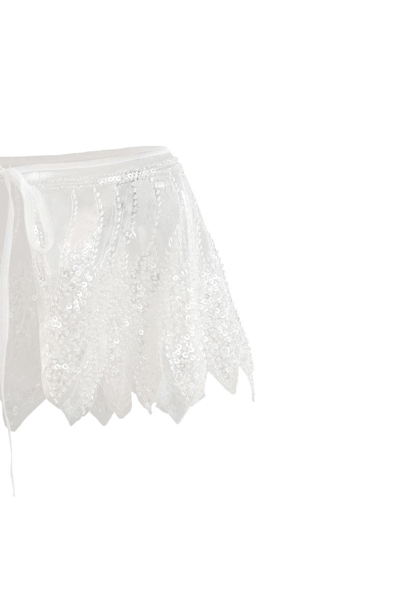 Sequin Tie-Front Stole, Alternate, color, White