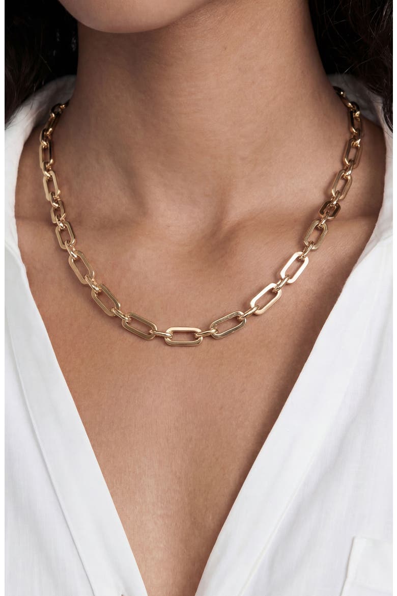 Rectangular Chain Necklace, Alternate, color, GOLD