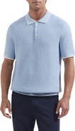 Bugatchi Basket Stitch Cotton Blend Polo Sweater