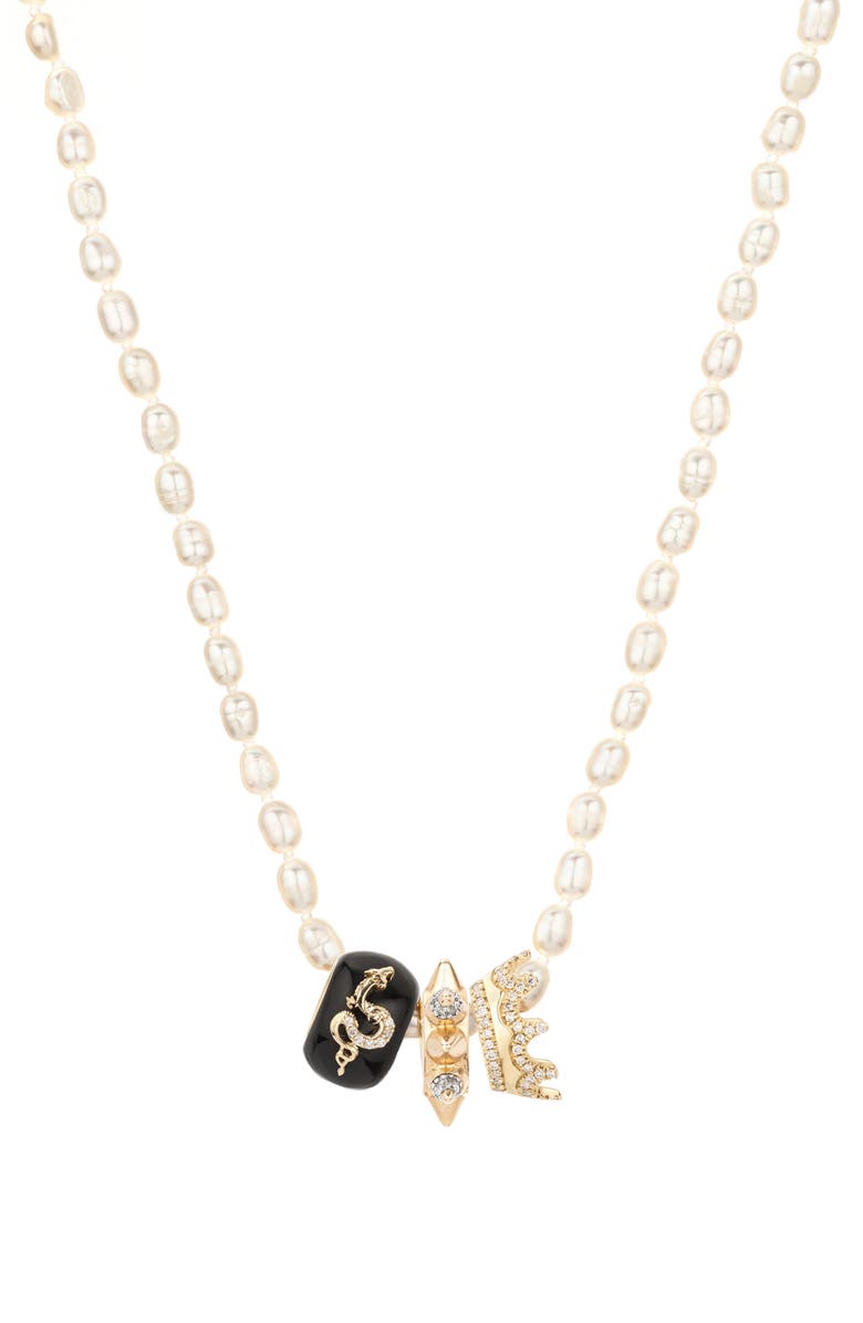 Adina Reyter Fairytale Freshwater Pearl Charm Necklace, Main, color, 