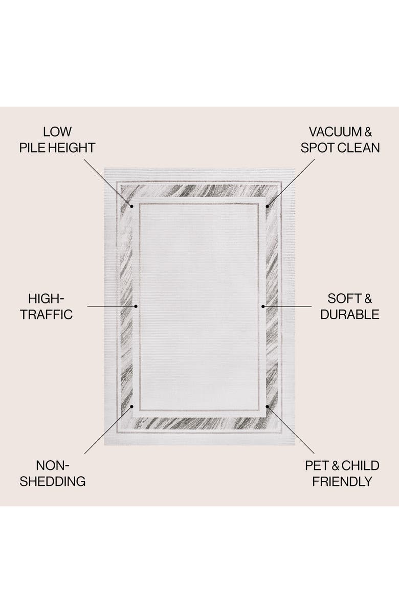 JONATHAN Y Athens Classic Border Marble Pattern High-Low Area Rug, Alternate, color, Silver/White