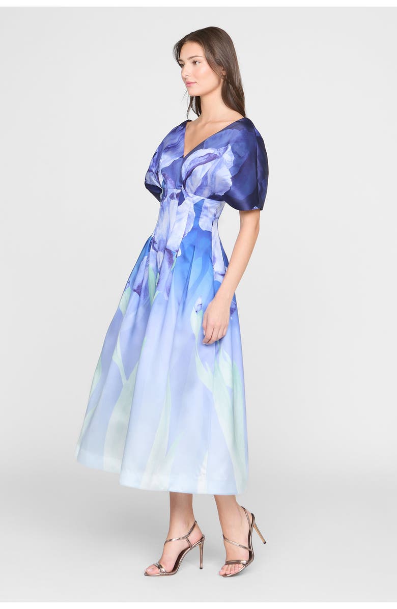 Theia Luretta Contoured Waist Dress, Alternate, color, Moonlight Bloom