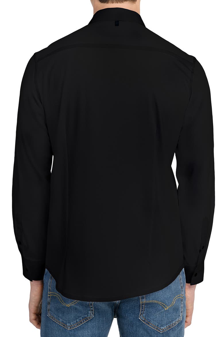 Hudson Reworked Slim Fit Solid Cotton Button-Up Shirt, Alternate, color, BLACK