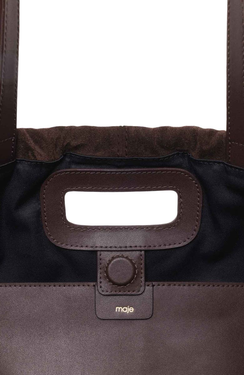 maje Suede Milpli tote bag, Alternate, color, Dark Brown