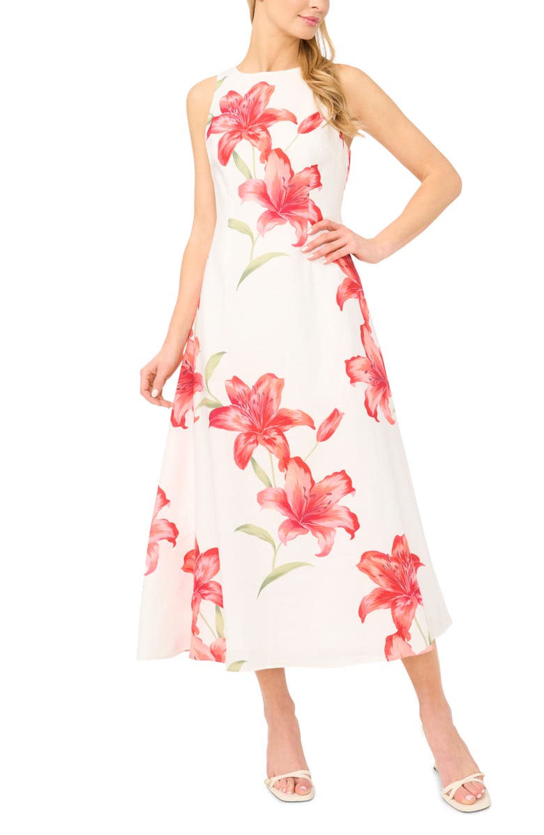 Ted Baker Mina Print Sleeveless Maxi Dress, Main, color, Ultra White